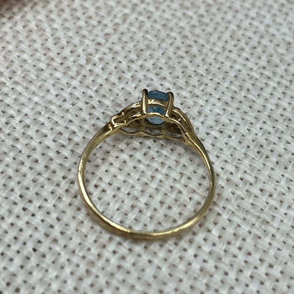 Vintage 10K Gold Blue Topaz & Diamond Ring – JCM Signed, Size 6.75 - Picture 7 of 17